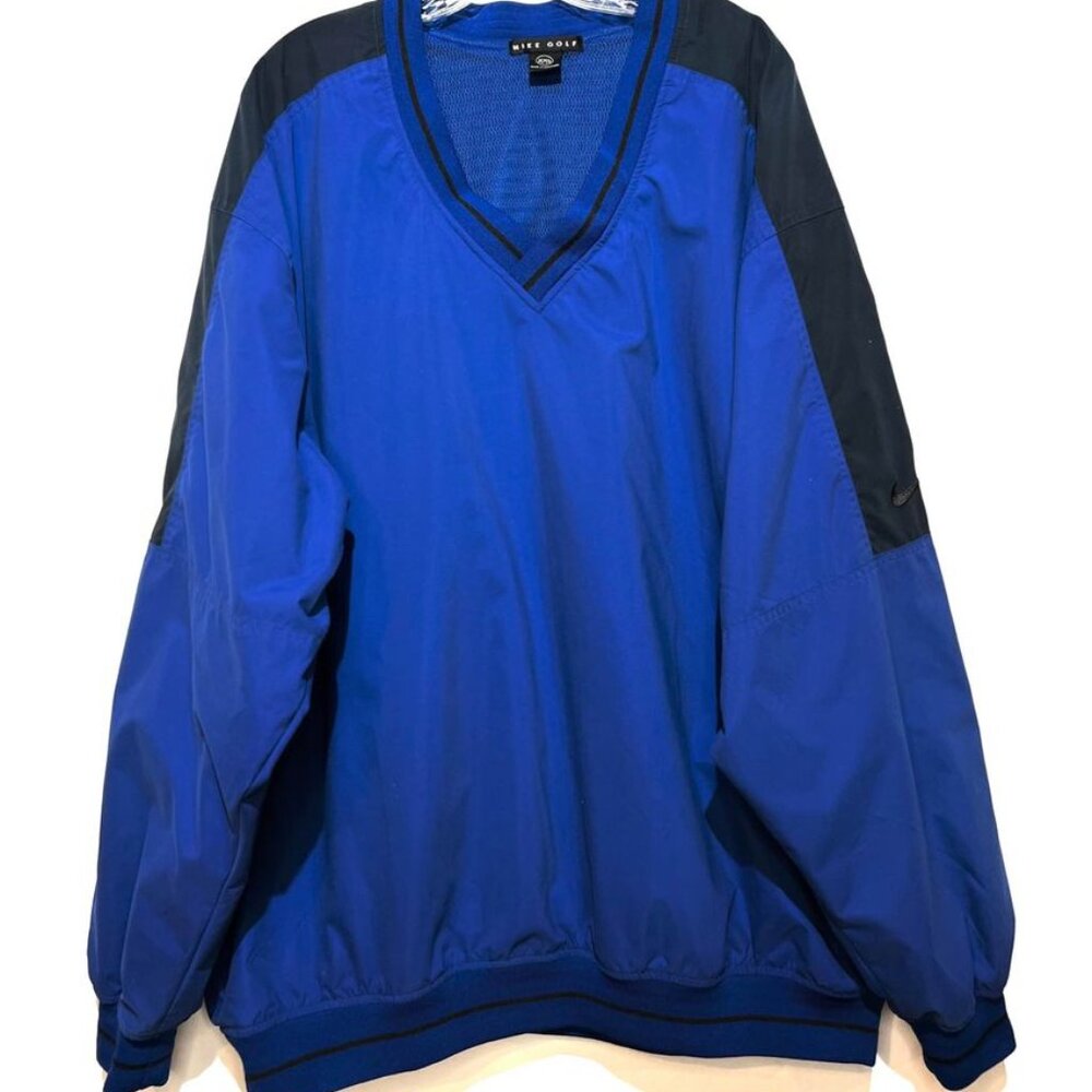 Vintage Nike Golf Windbreaker Navy Golf Warm Up V Neck Jacket Pull Over Size XXL